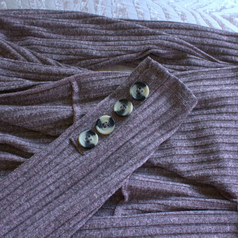Retrology Open Cardigan | Dusty Pinkish Brown Open Sweater - Picture 3 of 5